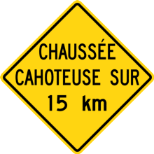 Chaussée cahoteuse sur xx KM/H